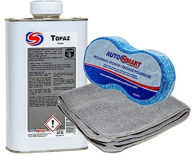 Autosmart Topaz Kit, Incl Topaz Polish 1Ltr, Polish Sponge, 2 Microfibres, Official