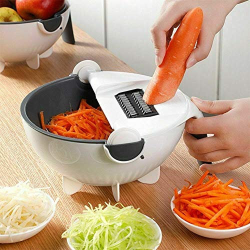 Cortadora De Vegetales Julienne, Gire El Cortador De Vegetales Chopper, 9 En 1 Multifunción Mandoline Slicer Rallador De Vegetales De Mano Rallador De Cuchillas Múltiples Trituradora