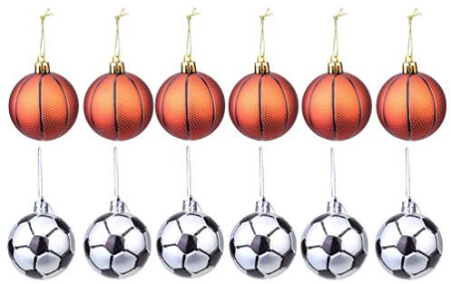 PRETYZOOM 12 Stücke Baumkugeln Weihnachtsbaumkugeln Christbaumkugeln Baseball Rugby Weihnachtskugeln Christbaumanhänger Weihnachtsbaum Anhänger Weihnachtsdeko Kugeln für Xmas Deko