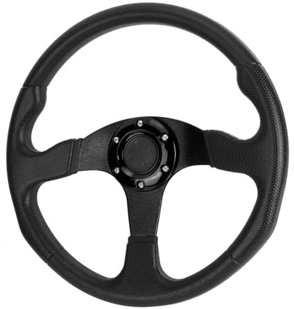 350mm/14 pollici Volante sportivo per auto da corsa Piatto profondo 6 bulloni Sterzo da corsa modificato universale(Nero)