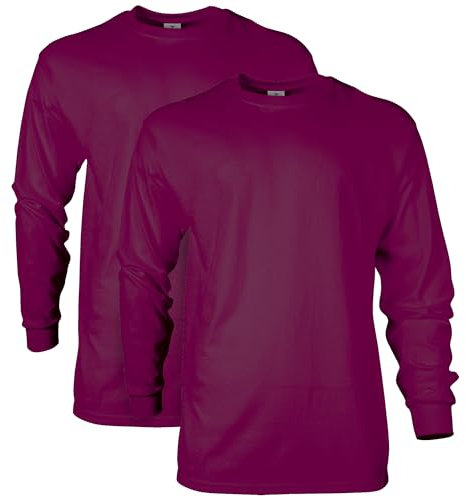 Gildan Unisex's Ultra Cotton Long Sleeve T-Shirt, Style G2400, Multipack, Maroon (2-Pack), M (Pack of 2)