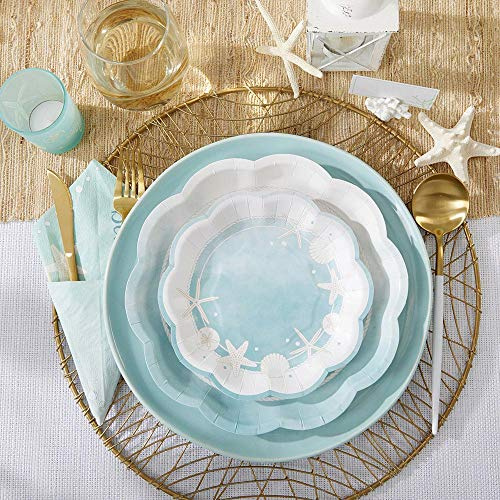 Kate Aspen Beach Party 7 in. Decorative Premium Paper Plates (350 GSM weight -Set of 16) - Perfect for Bridal Showers and Weddings