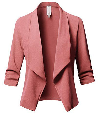 HONGBI Giacche da Abito da Donna,Blazer Asimmetrico Slim-Fit a Maniche Lunghe Tinta Unita OL Ufficio Casuale Tailleur Elegante Corto Blazer Carriera Tailleur Giacca Rosa 5XL