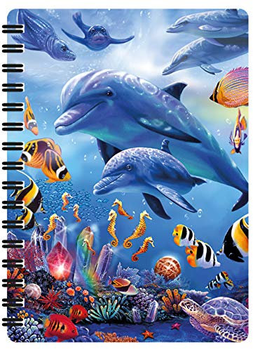 3D LiveLife Jotter - Seepferdchen Königreich von Deluxebase. Linsenförmiges 3D-Korallenriff A6-Spiralblock. Ein liniertes Notizbuch mit Kunstwerken, lizenziert vom bekannten Künstler Steve Sundram
