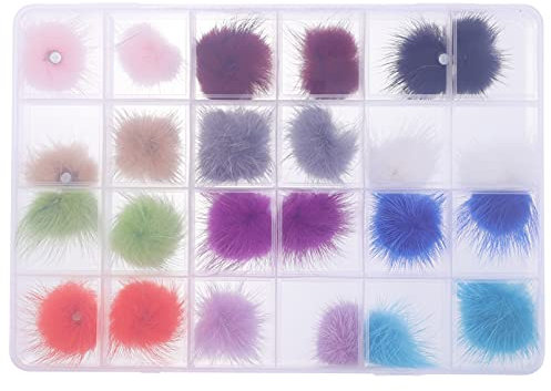 SOLUSTRE Stücke Kunstfell Bommel Nagelaufkleber Fellbommel Magnet Tipps Mini Flauschige Pompons zum Basteln Nail Art Sticker für Auto Anhänger Schlüsselanhänger Mütze Schal Tasche Deko