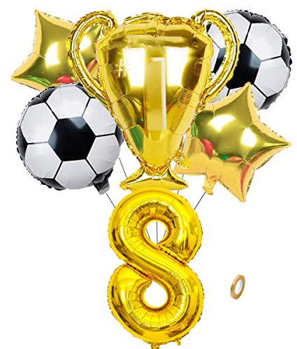Jxuzh Fussball Geburtstag Fußball Party Deko Zubehör Fußball Geburtstagsdeko Jungen Luftballon 8. Geburtstag Junge Soccer Party Fußball Ballons Deko Stern Ballon Golden Fußballfan Kindergeburtstag