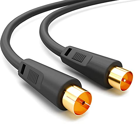 HB-DIGITAL 10m Cable de antena IEC macho a hembra BZT-CE Cable coaxial blindado 100dB 128 trenzas HDTV 1080p UHD 8K 4K Dorado DVB-T/T2 DVB-C/C2 Radio DAB DAB+ Negro