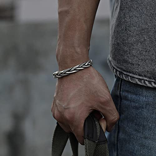 Focisa Bracelets Bracelet Jewellery Armband Women's Men's 925 Sterling Silber Twisted Braided Armband Armreif Herren Damen Vintage Handmade Exquisite Einzigartiges Eröffnungsgeschenk