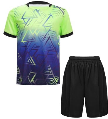 iiniim Kinder Jungen Sport Set 2tlg. Schnelltrockend T-Shirt + Shorts Sportanzug Trainingsanzug für Jogging Fußball Basketball Kleidung A Fluorescent Grün 134-140