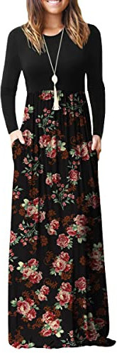 PCEAIIH Women's Casual Sleeveless/Long Sleeve Maxi Dress Loose Long Dresses with Pockets