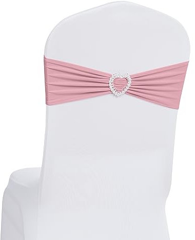 Howhic 30 Stück Stuhl-Schärpen aus Spandex, Stuhl-Schleifen, Stretch-Stuhlhussenband mit Schnalle, universal, elastische Stuhlbänder für Hochzeit, Bankett, Party, Veranstaltung, Dekoration, (Dusty