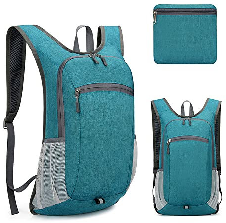 Creperture Leichter Faltbarer Rucksack, 18L Wanderrucksäcke Oxford Stoff Wasserabweisend Tagesrucksack Camping Rucksäcke für Männer und Frauen Outdoor Sport Reisen Wandern,Grün