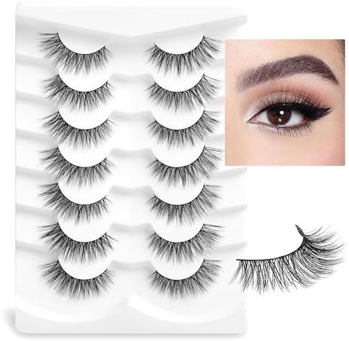 Onlyall Alsche Cils Aspect Naturel Moelleux Wispy Faux Cils Bande Souple 13 mm Faux Vison 7 Paires D6