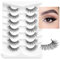 alsche Wimpern Natürlicher Look Flauschige Wimpern Wispy Falsche Wimpern Weiches Band Wimpern 13mm Faux Nerz Wimpern 7 Paar D6