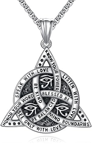 Auge des Horus Kette für Männer Sterling Silber Keltischer Anhänger Keltischer Knoten Punkschmuck Geburtstagsgeschenke für Jungen Freund Ehemann
