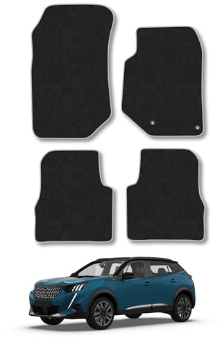 Peugeot 2008 (2019+) Carpet Car Mats | Grey Edge Trim Tailored Fit Floor Mats Full Coverage Protection Accessories Easy Clean Anti Slip Made in the UK