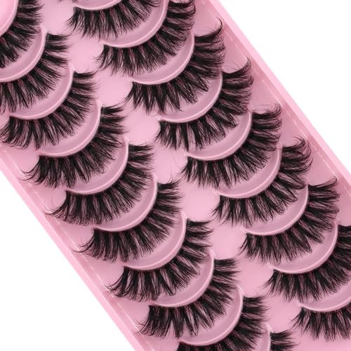 Clear Band Wimpern Russische Volume Fluffy Strip Lashes 10 Paar Natrliche Wispy D Curly Falsche Wimpern sehen aus wie Verlängerungen… (HTZ1)