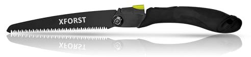 Klappsäge von Xforst - Robuste Faltsäge mit gehärteten Zähnen, Anti-Rutsch Griff und Sicherheitsverschluss für Bushcraft, Garten und Outdoor-Aktivitäten (195Klinge). X-FS24 New