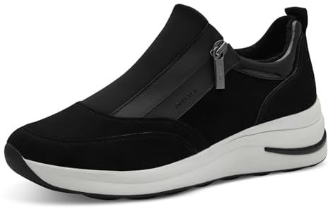Tamaris Comfort Damen Sneaker flach mit Reißverschluss Sportlich, Schwarz (Schwarz), 41 EU