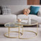 EGOONM 2er Set Rund Couchtisch, Runder Moderner Glastisch mit Goldem Metallrahmen, (80 * 80 * 45cm+60 * 60 * 35cm)