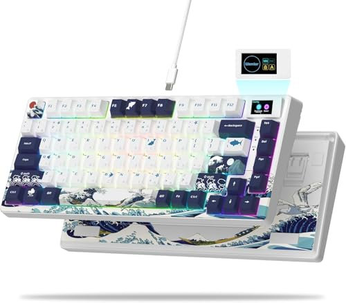 LQXQ SK80 Clavier mécanique 75%, Clavier de Jeu Compact USB C, Clavier échangeable à Chaud ANSI US Layouts, Joint Mount RGB Custom Keyboard pour Mac/Win, Blanc