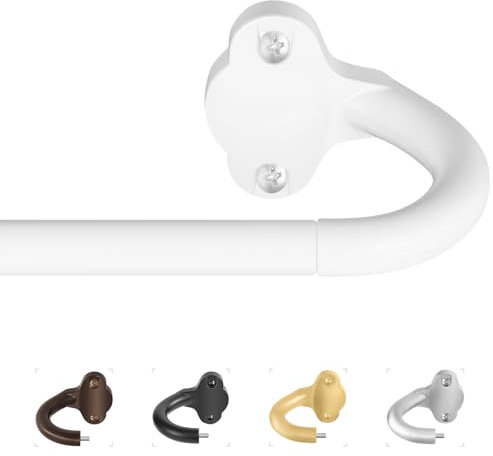 TVWOO White Wrap Around Curtain Rods:5/8 Small Blackout Adjustable Window Curtain Rod for Bedroom Kitchen Apartment Renter Friendly,Room Darkening Curved Drapery Rods Easy Install,Pure White 28-60