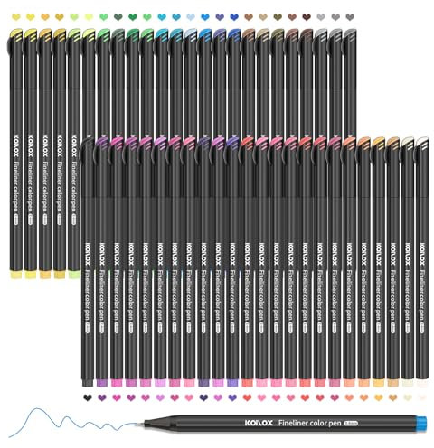 Koilox Fineliner Stifte Set, Spitze 0,4 mm Filzstift Stifte feiner Spitze zum Zeichnen und Schreiben von Skizzen, Journaling, Notizen, Comics, Malbuch Comics, Malbuch (48)