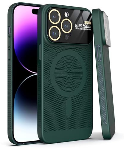MOHDHAF- Magnetische Hülle Für iPhone 14 Pro Max 14 Pro 14 Plus 14 Unterstützt Drahtloses Aufladen Handyhülle Mit Bildschirm-Kamera-Schutz Anti-Fingerabdruck Schutzhülle(Grün,14 6.1)