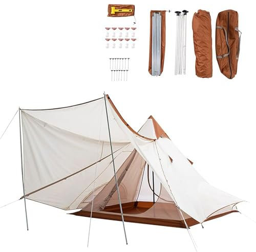 SULQING Outdoor Camping Pyramide Doppelschichtzelt Indisches Strandzelt Casual Picknick Mongolisches Camping Jurte Trekkingzelt