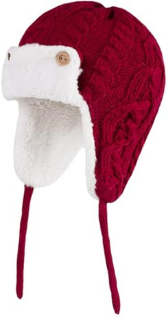Baby Wintermütze Beanie Mütze Kinder Fliegermütze mit Ohrenklappen, Strickmütze Trapper Hut Winter Warme Gestrickt Mütze für Baby Jungen Mädchen 0-5 Jahre (DE/NL/SE/PL, Numerisch, 46, 48, Rot)