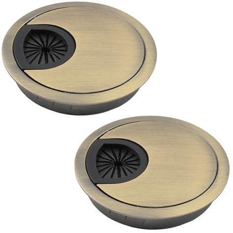 2 Pack 80mm Desk Grommet Kit,Bronze Desk Hole Covers,Computer Desktop Grommets Cable Management Wire Organizers,Round Table Cable Hole Cover for Home Office,Bronze