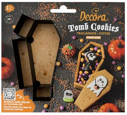 Decora, 0255229, Tagliapasta Bara, Ideale per realizzare una bara 3D in pasta frolla, Made in Italy, Design originale. Dimensione Tagliapasta: 13 x 7 x 2,2 h cm