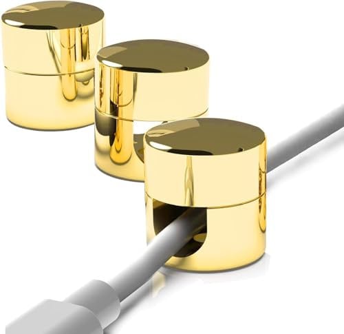 Hikaka Cable Anchors for Desk Organization, Gold, 18mm x 16mm, 3-Pack