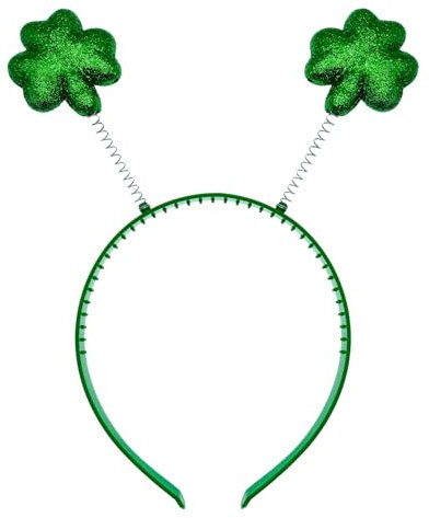 Oblique Unique Haarreifen mit wackel Glitzer Kleeblätter in Grün Harreif für Fasching Karneval Motto Party