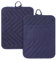 Sibba Pot Holders with Pocket, 2Pcs Cotton Heat Resistant Potholder, 7 x 9 Inch Trivets Large Coasters, Baking Square Oven Mitts for Kitchen and Baking (Blue)