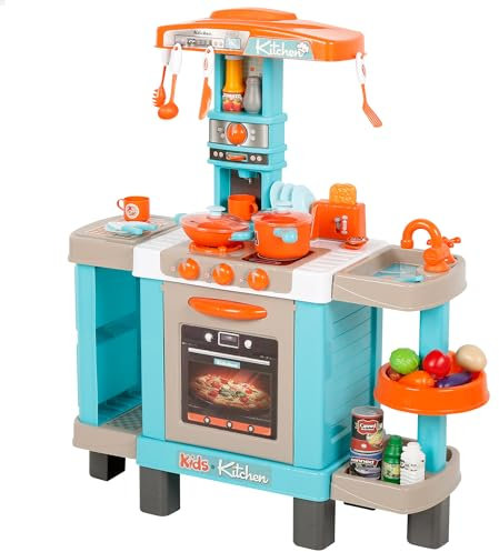 ColorBaby 47967 My Home Cocina Juguete, 78x28x87 cm, Luz y Sonido, con Accesorios para cocinar, Alimentos, Horno, Estantes, Fregadero, Cocinita Infantil, Cocinitas Infantiles, Cocinas para niños, +3