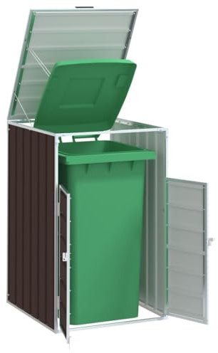 NQJIBUE Wheelie Bin Storage for Single Bin Brown 72x81x115 cm Steel