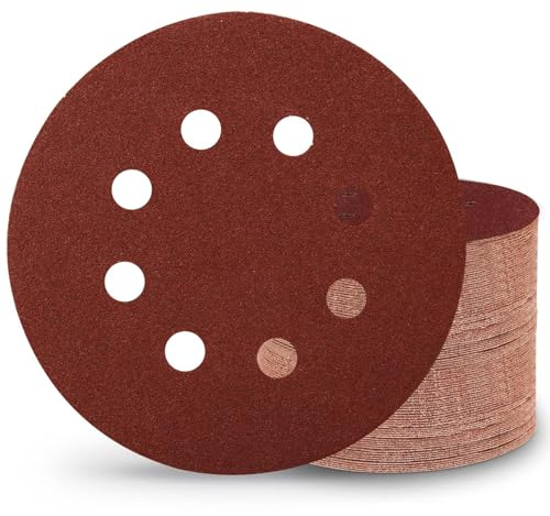 Sztaoip 100 Pièces Disques Abrasifs 125 mm Grain 120 Disques de Ponçage Papier Abrasifs 8 Trous pour Ponceuse Excentrique