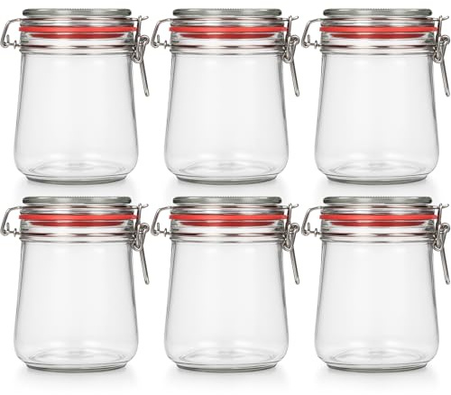 Flaschenland - 6er Set Drahtbügelgläser 800 ml, luftdichtes Vorratsglas zur Aufbewahrung von Zucker, Tee, Haferflocken, Reis, Gewürzen und weiteren Lebensmitteln, Meal Prep | Made in Germany