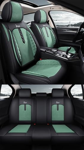 nenyan Autositzbezüge Komplett Set Universal in Premium Design | Schonbezüge für Volkswagen VW Golf Passat Polo Tiguan Touran | Auto Sitzbezüge Airbag Geeignet | Wasserdicht Sitzbezug Grün