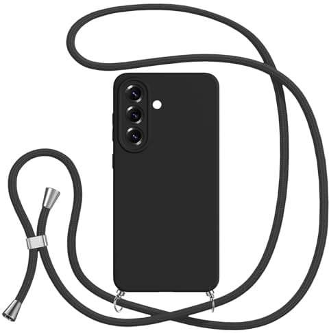 Jrkvniv Handykette für Samsung Galaxy A56 mit Band,Schwarz | FallSchutz Handyhülle für Samsung A56 6.7 Kette Kordel Hülle,Matt Schutzhülle,Kratzfest Haltbar