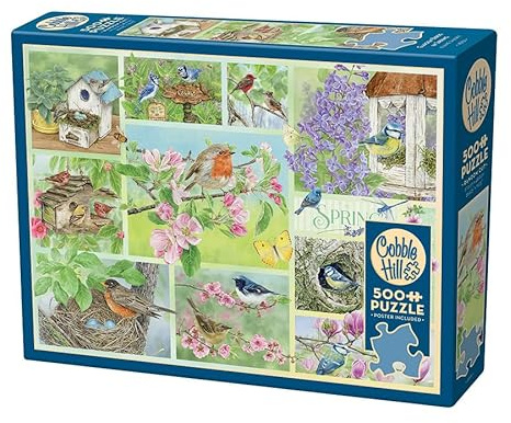 Cobble Hill 500 Teile Puzzle - Gartenvögel im Frühling - Beispielposter enthalten