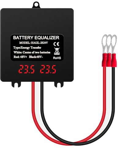 Batterie Égaliseur Batterie Solaire Equilibreur de Batteries avec Affichage Numérique pour Tension d'égalisation Plomb-acide Lithium-ion Nickel-métal hydrure 2 x 24V Connexion en série Étanche IP67
