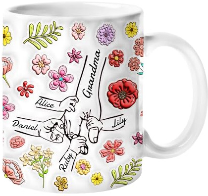 Easycosy Mothers Day Nanny Gifts Personalised Mug (11oz/15oz) Custom Ceramic Coffee Mug Cup with Name Personalised Gifts Mother's Day Anniversary Birthday Gifts for Grandma Nana Mum