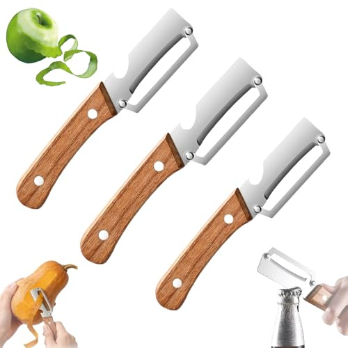 Zero Snag Holzschäler, 2-in-1- multifunktionaler gemüseschäler für die küche, Obst- und Gemüseschäler aus Edelstahl für die Küche, für Obst, Apfel, Kartoffeln, Kürbis, Papaya, Karotte (3PCS)