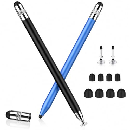 Digiroot 3-in-1 Tablet Stift mit 10 Ersatzspitzen Schwarz&Blau | Touchscreen Stift kompatibel mit alle Tablets/Handys/iPhone/iPad/Pro/Mini/iWatch/Samsung/Huawei/Xiaomi/Surface