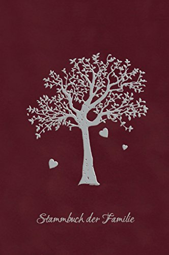 Stammbuch AHNENBAUM - Bordeaux, Velours, Silberprägung, Stammbuchformat A5
