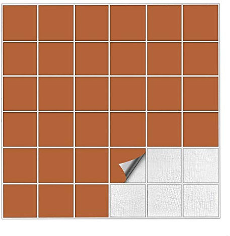 Kiwistar Fliesenaufkleber Haselnussbraun Seidenmatt - 7 x 7 cm - 50 Stück - Klebefliesen Fliesenmuster Stickerfliesen Wandfliesen überkleben