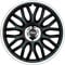 Satz J-Tec Radzierblenden Orden R 15-Zoll Schwarz/Silber + Chrom Ringe
