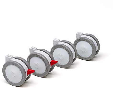Foppapedretti 4 Ruote Nylon Gommate, Ricambio per Lettini e Bagnetti, Piroettanti e Antigraffio, 2 Ruote con Freno, Sostituzione Semplice, Rendono Agevolo lo Spostamento, Bianco